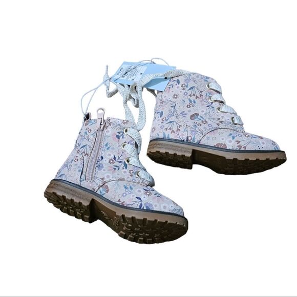 Kid's CAT & JACK Floral Lace Up Combat Boots Size 6 - Picture 3 of 7